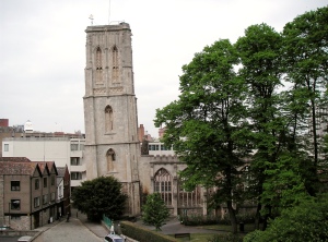 The ruins of Temple Church, Redcliffe, Bristol. 'The Leaning Tower of Bristol', its west tower has leaned 2.7° away from the vertical ever since its initial construction on soft clay in the 15th century. © Copyright Matt Gibson and licensed for reuse under this Creative Commons Licence.