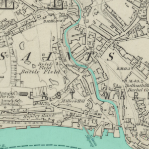Map of Ouseburn, Newcastle. Ordnance Survey six-inch map of Northumberland (sheet XCVII), 1864. Reproduced with the permission of the National Library of Scotland.